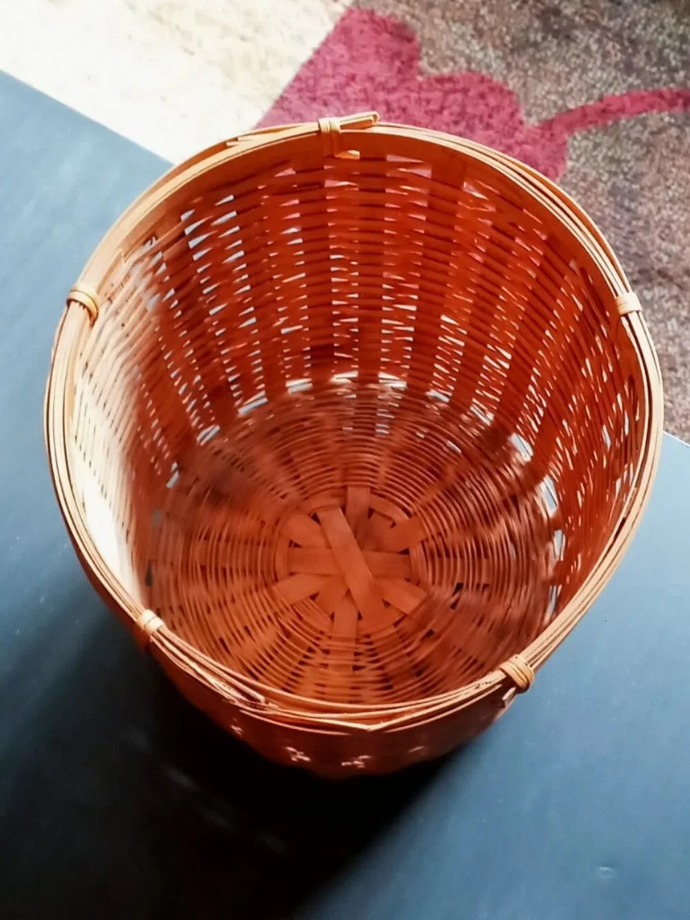 Vintage Mid-Century Footed Rattan Basket Planter-Petite 7x6 Boho Cachepot Nice!